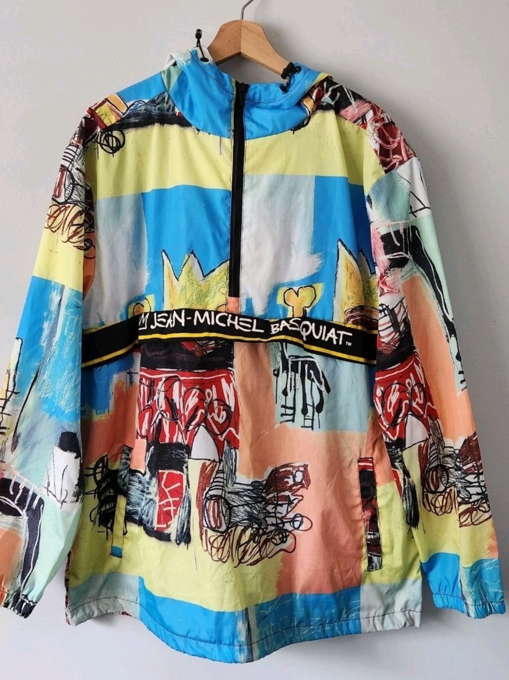 Reason Jean Michael Basquiat Anorak Jacket Graphic Print Pullover Hoodie Size XL